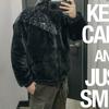 Men's Nike Leopard Print Splicing Brand Logo Printing Zipper Jacket Black DH6683-010