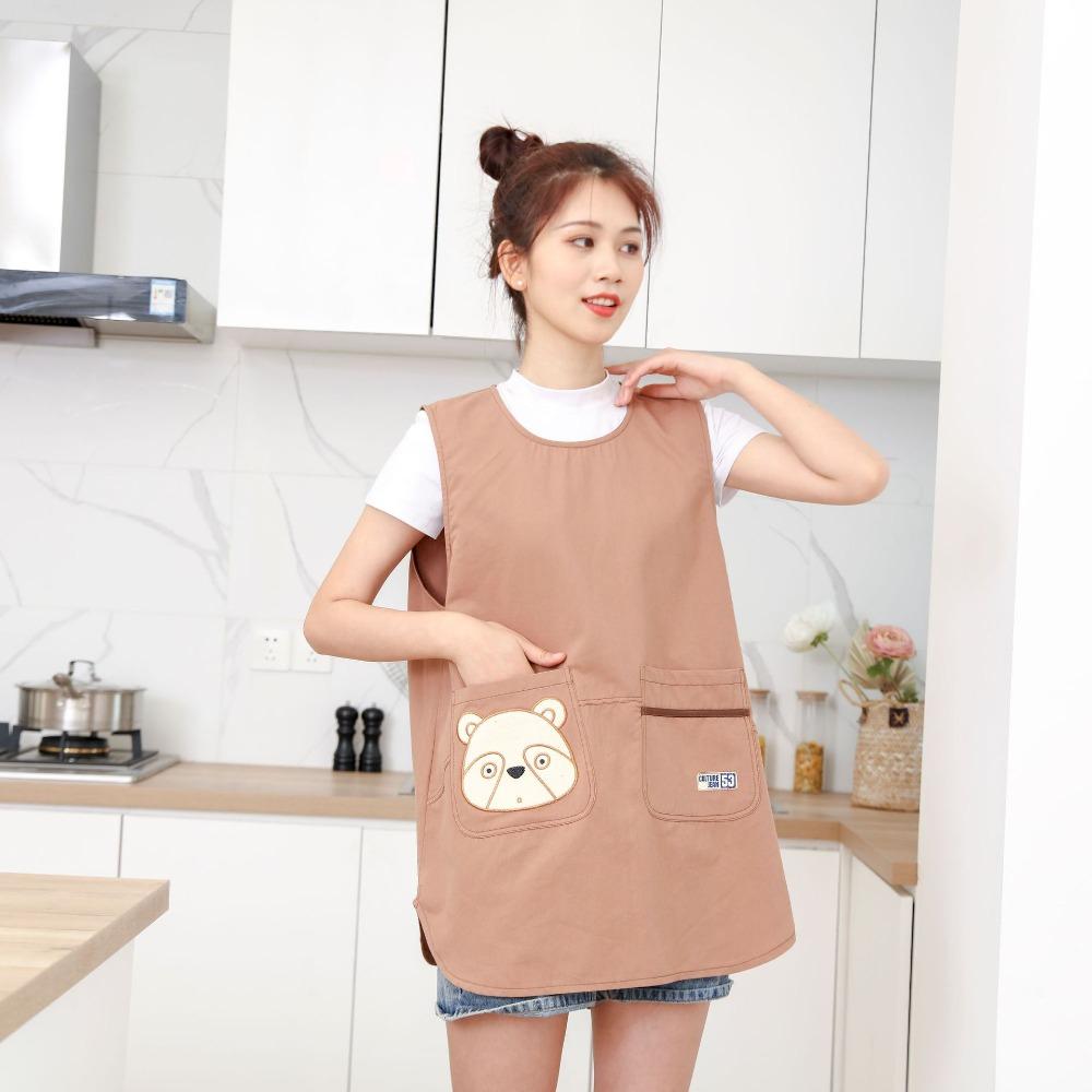 Хлопковый фартук-жилет с грязеотталкивающей пропиткой, дышащий, защищающий от загрязнений, карман с медведем, униформа для кофейни, аксессуары для одежды