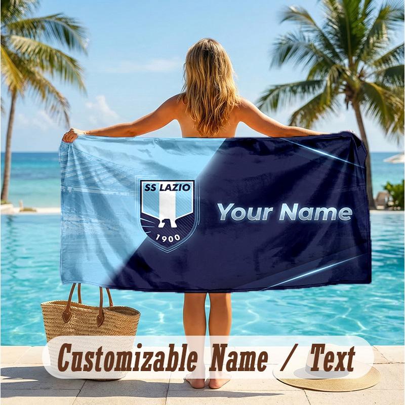 Custom Text Beach Towel, Soft Absorbent Swimming Multi-use TowelLazio FC