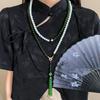 Zircon Glazed Bead Pearl Crystal Tassel Necklace Accessories High-end Fashion Clavicle Chain Necklace