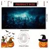 Halloween garage door banner background, full moon horror cemetery landscape with bats, polyester, holiday wall decoration