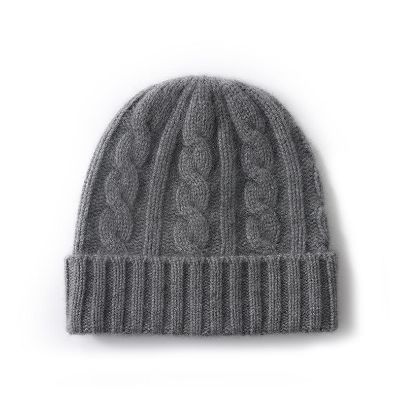 Thickened cashmere hat women's warm versatile knitted bag head ear protection hat winter men's big head circumference wool hat
