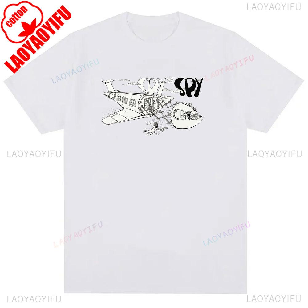 Spy Vs Spy Unisexs T Shirt Summer Cotton Crew Neck Humorous Retro 80s Cartoon Graphic Print Funny Vintage Inspired Fashion Tee