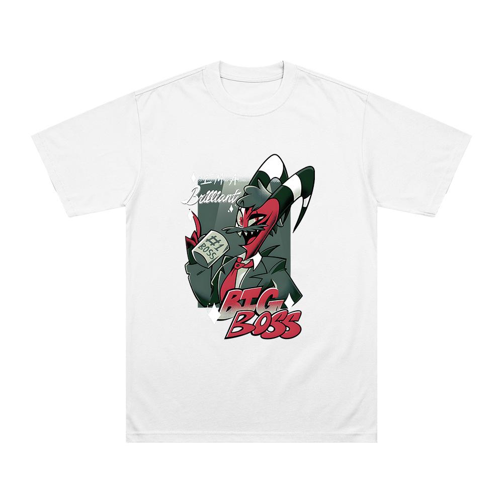 Brilliant Big Boss Cartoon Print Tshirt Helluva Boss Anime Pure Cotton tee WOMEN Unisex new Fashion Versatile top Comfort T shirts