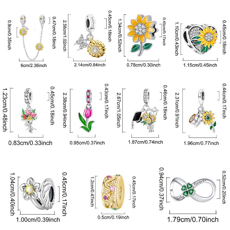 Медь Подсолнух Роза Цветок Серия Шарм Бусина Подходит Оригинальный Пан Браслет Браслет Высокое Качество DIY Ювелирные Изделия Для Женщин