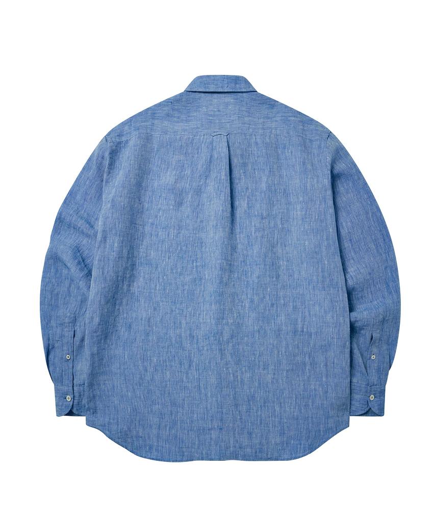 PRODESHIRT [Обычный] L-420 Премиальная рубашка из льна и хлопка (Ocean Blue)