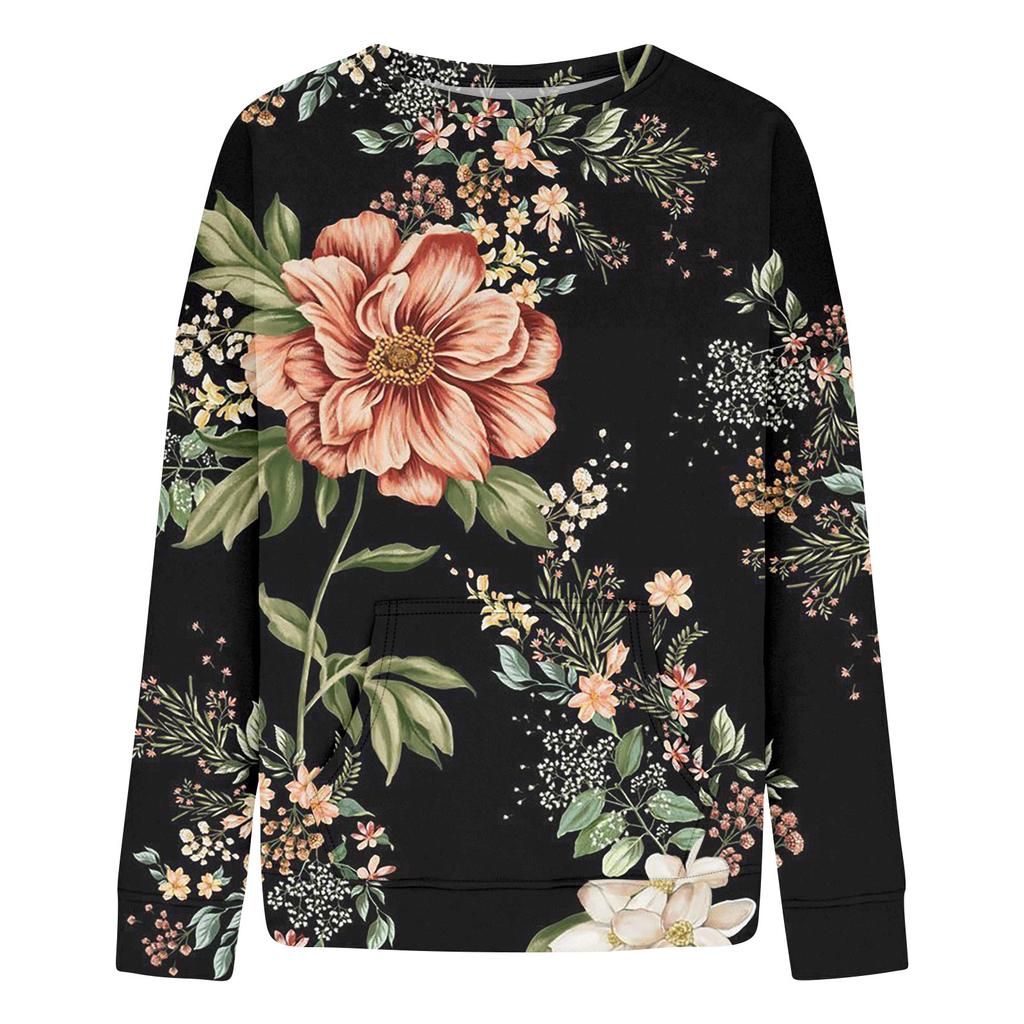 Женская повседневная модная Свободная толстовка с длинным рукавом и круглым вырезом с принтом