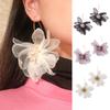 Women Dangle Earrings Black/White/Purple-Color Lace Flower Earrings Jewelry Fashion Banquet