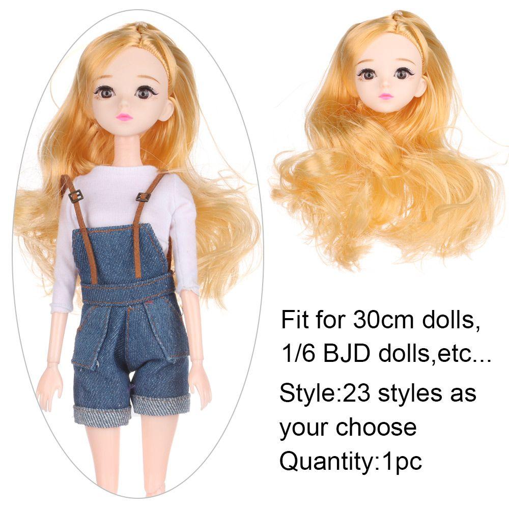 Голова куклы BJD 1/6 с золотисто-коричневыми черными волосами для 30см куклы, шарнирная, 3D глаза, красная европейская, DIY головной убор для аксессуаров антикварной куклы