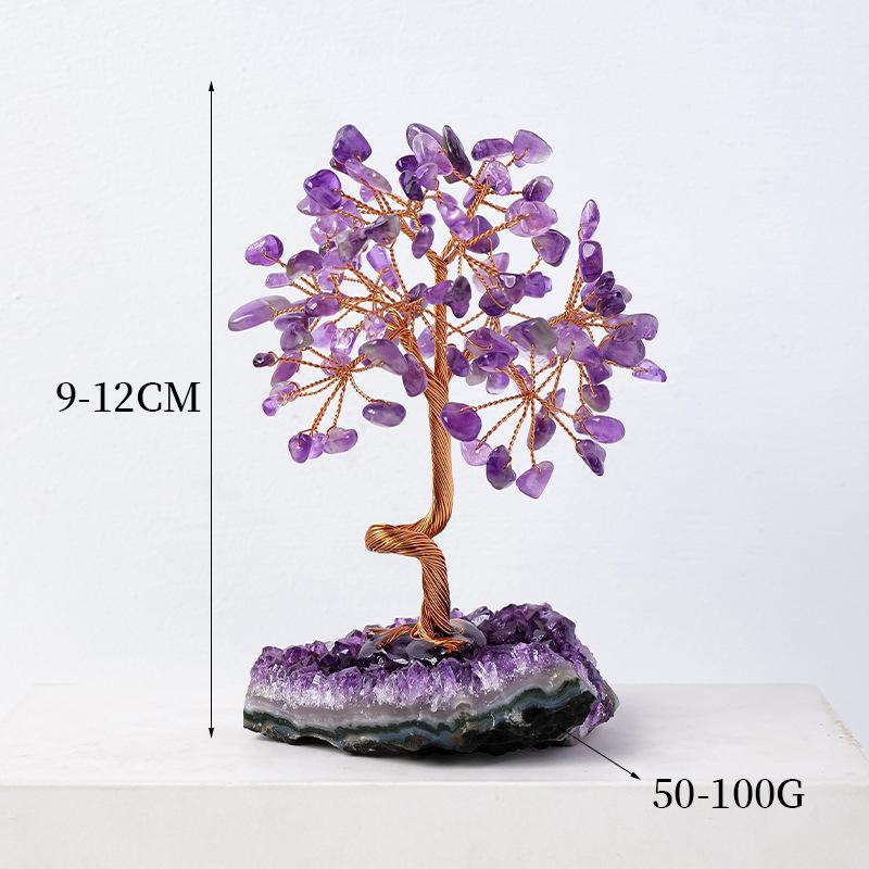 Amethyst Cluster Gemstone Tree Ornament – Crystal Home Decor Craft