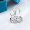 Europe and The United States Ladies Ring Ice Square Combination Ring Pattern Zircon Couple Fashion Design Wind Jewelry