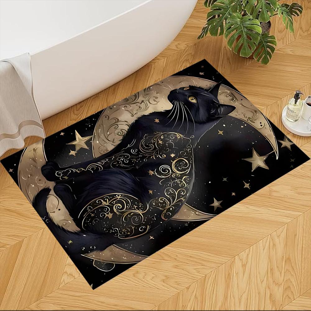Starry Night Cat Embrace Non-Slip Home Carpet Design for Office Decor Living Room Bedroom Gift