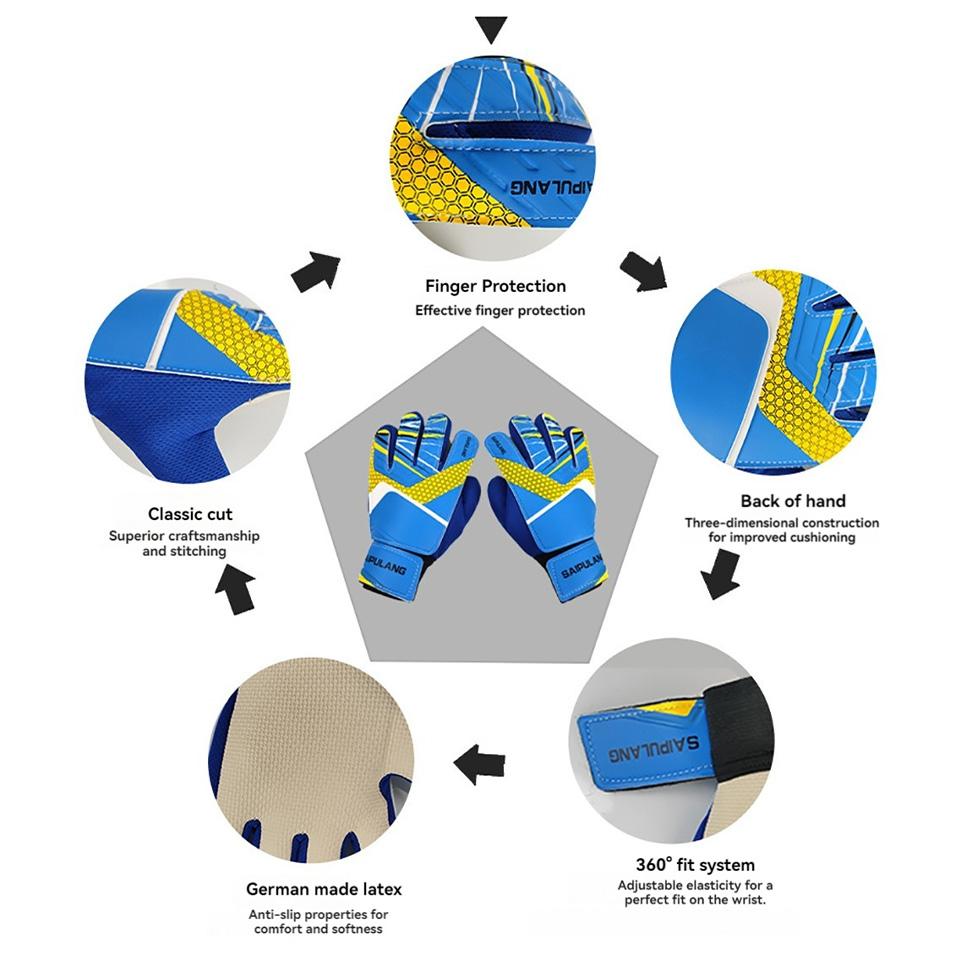 Loogdeel Профессиональные футбольные тренировочные вратарские перчатки детские взрослые для вратаря утолщенные латексные футбольные перчатки защита рук и пальцев