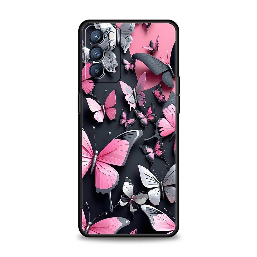 Butterfly Design Phone Case For Oppo Reno 13 12 11 10 7 F Find X5 X6 A98 A80 A79 A78 A57 A54 A31 A17 Pro 5G Soft TPU Cover Capas