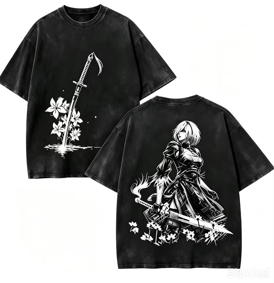2026 New Vintage High Quality Washed Apparel From NieR: Automata, Fashion Versatile Women And Men Comfortable T shirt
