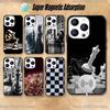 Чехол для телефона с шахматным рисунком Для iPhone 17,16,15,14,13,12,11,Pro,Max,Plus,Mini,Magsafe, Магнитный чехол для беспроводной зарядки