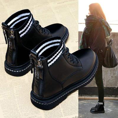 Ботинки Мартина из натуральной кожи на двойной молнии с вязаным манжетом - Осень/Зима 2025, Плюс бархатные ботильоны