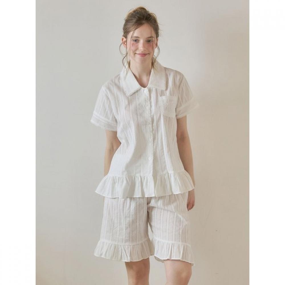 Lunaluz Women Pay Cotton Half Sleeve Collar Two Piece Pajamas