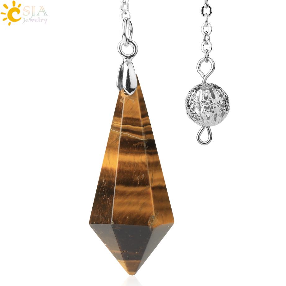 CSJA Rock Crystal Quartz Pendulum for Dowsing Rod Natural Stone Pendant Pendulos Pendules Radiesthesia Spiritual Products G690