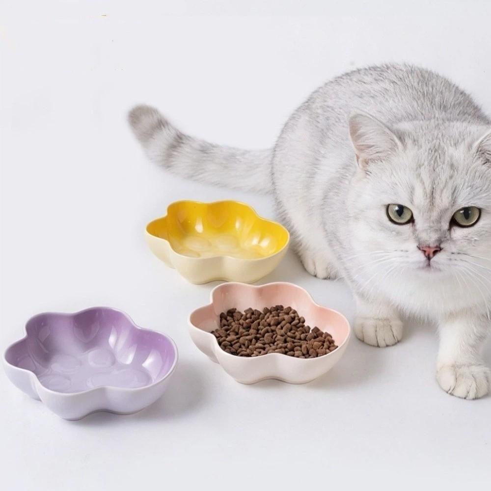 Non-slip Ceramic Cat Bowl Paw Shaped Cat Feeder Dish Creative Pet Food Bowl Multi-Pet