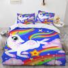 2 Exquisite 3D Cartoon Unicorn Wallpaper Anime Digital Printing Bedding Set Duvet Cover Comforter Bed Youth Kids Girl Boys Gift