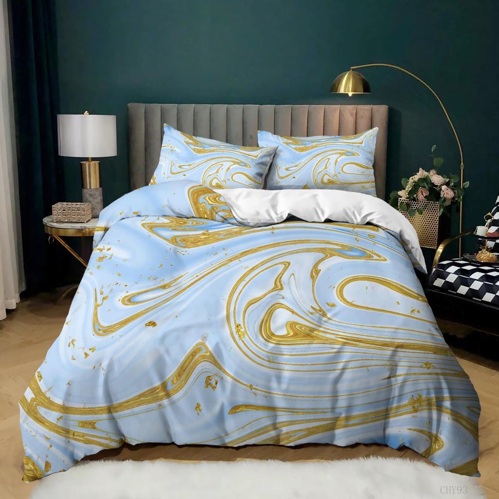 Home Textile Marble Texture Three-Piece Gradual Change Quilt Cover Digital Printing Bedding