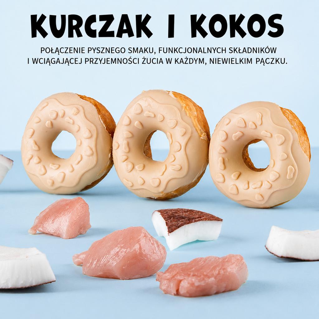 Collagen Donut with Chicken and Coconut Dog Treat Uniq Pets 1 Pcs