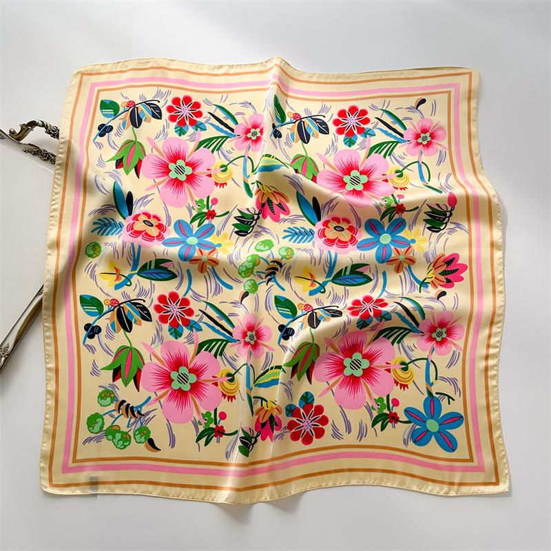 Новый принт 70*70 см шелковый квадратный шарф женский шейный платок женская повязка на голову фуляр сумка лента повязка на голову женский хиджаб бандана шарфы