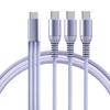 Зарядное устройство USB C с тремя портами, кабель 120 см, нейлоновая оплетка, одновременная зарядка для смартфонов, планшетов
