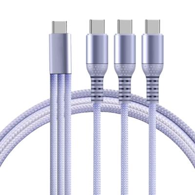 Зарядное устройство USB C с тремя портами, кабель 120 см, нейлоновая оплетка, одновременная зарядка для смартфонов, планшетов