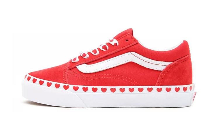 Vans Old Skool Canvas Low top Kids' Skateboarding Shoes White Red Children Aged 3 7 Years Old VN0A4BUU30V