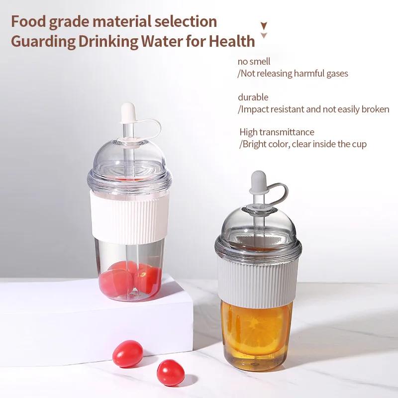 1 шт. 430 мл Портативный стакан с откидной соломинкой, пластиковый, в стиле Ins, бутылки для воды большой вместимости, для чая, кофе, молока, термостойкий, стаканы для сока, желе