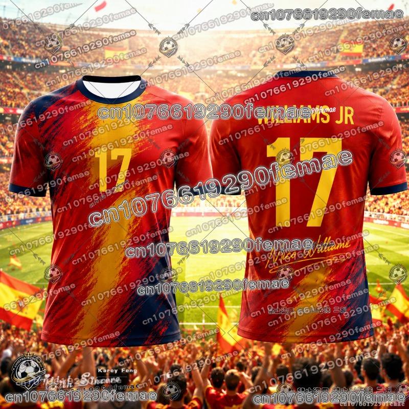 Spanish-style Summer 3D Printed Football Jersey T-shirt Loose and Comfortable Recommended for Sports Wear