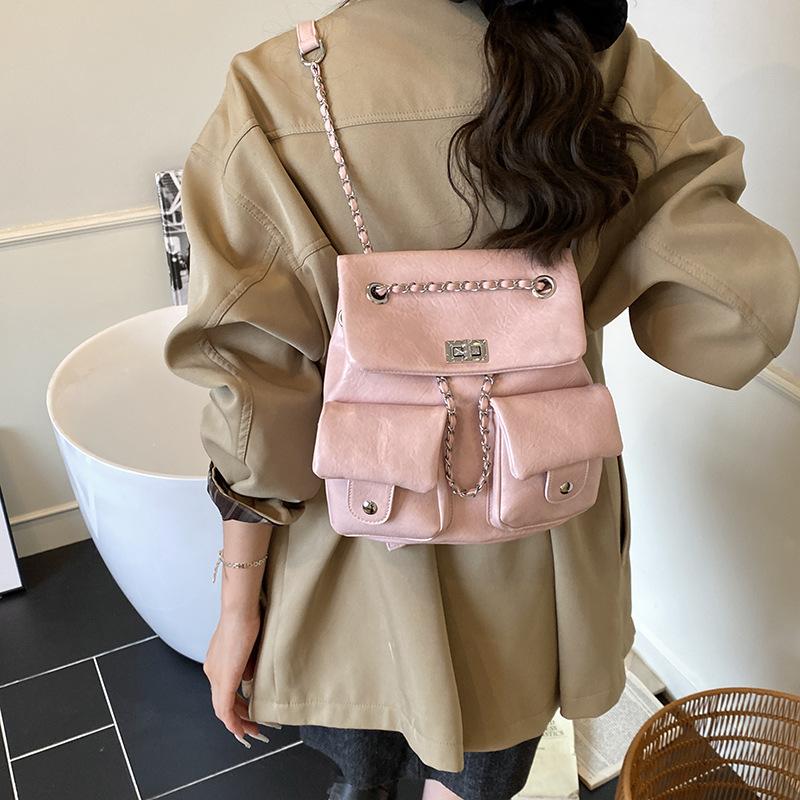 Нишевый дизайн рюкзак женский модный повседневный студенческий класс школьная сумка цепочка сумка-ведро высокая ценность дорожный рюкзак