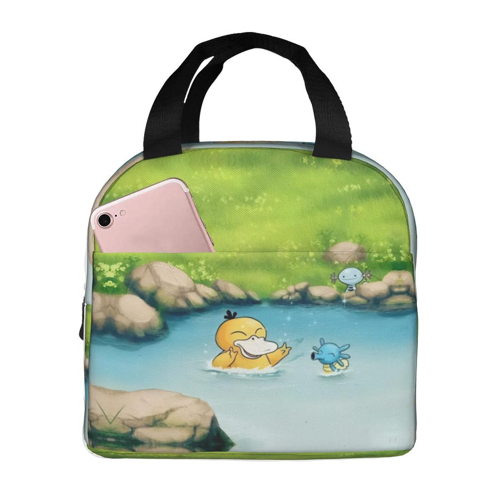 Custom P-Psyducks Insulated Lunch Tote Bag for Women Men Cartoon Resuable Cooler Thermal Bento Box Outdoor Camping Travel