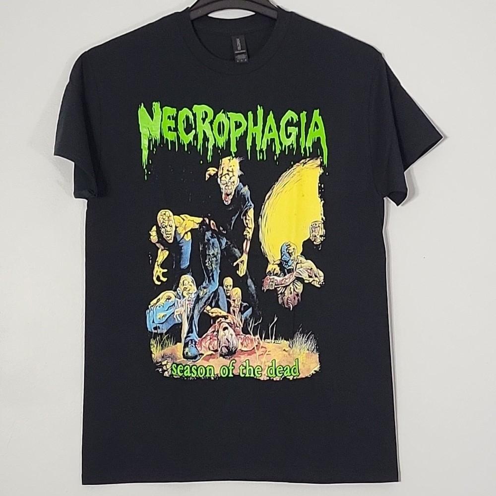 NECROPHAGIA Season Of The Dead M СРЕДНИЙ Черная Мужская Футболка с Логотипом Группы Унисекс Футболка