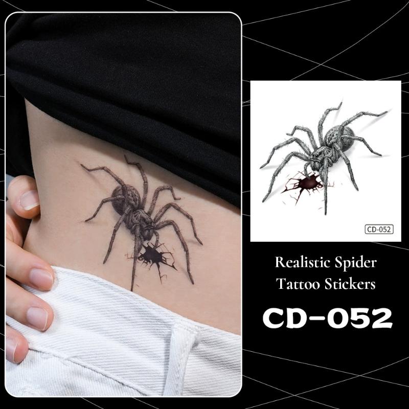Temporary Tattoo Stickers 5PCS Spider Fake Tattoos Waterproof for Halloween Face Arm Body Cosplay Makeup Decoration