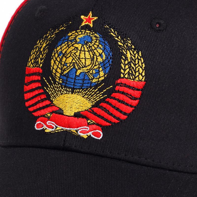 CCCP USSR National Emblem Style Baseball Cap Unisex Black Red Cotton Snapback Cap