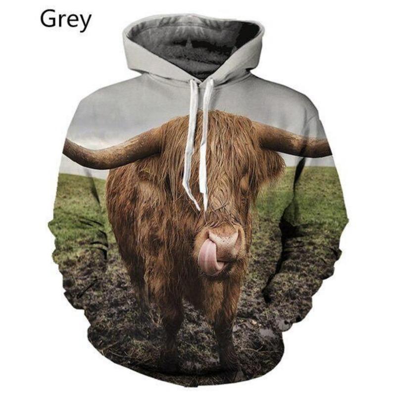 Мужская толстовка с капюшоном с изображением животных, модные толстовки с принтом коров на 3D-принте, мужская забавная толстовка с длинным рукавом