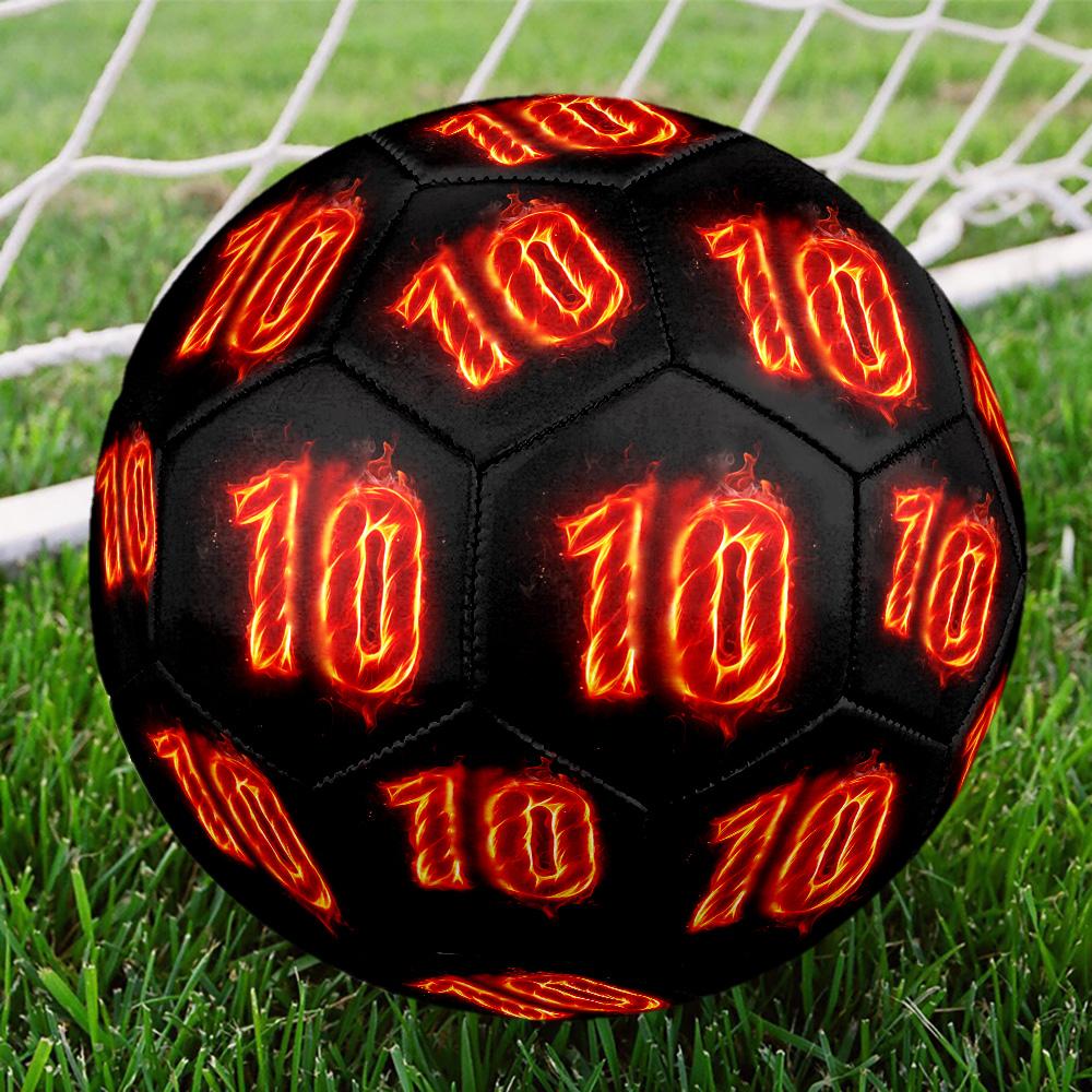 Flaming Number 10 Size 5 Soccer Balls, High-Quality, Anti-Slip, Protective Football, a Unique Gift Suitable for Birthdays, Christmas
