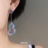 Silver needle new Chinese zircon flower gourd fringed earrings light luxury high-end stud earrings retro fashion temperament earrings
