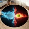 Круглый ковер Ice Fire Sports, Ковер для гостиной, спальни, дивана, игровой комнаты, Нескользящий коврик для пола