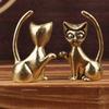 Retro Brass Cat Lovers Statue Ornament Copper Animal Sculpture Incense Burner  Tea Pet Home Desktop Decorative Accessories
