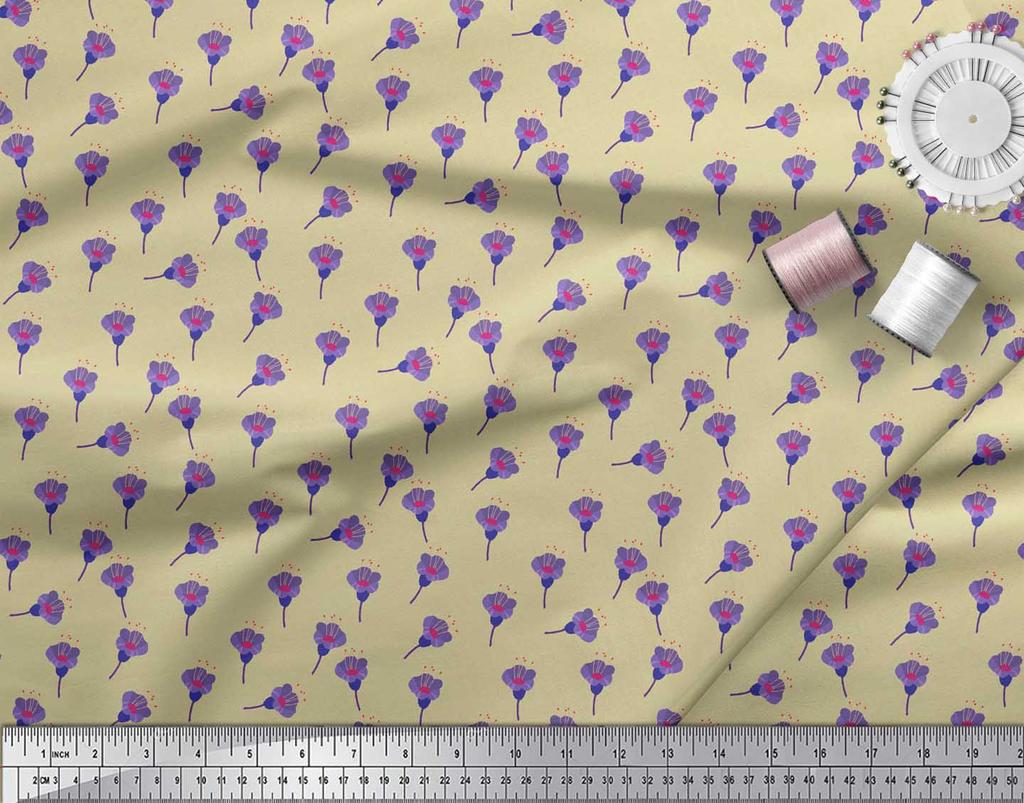 Soimoi Бежевая японская креп-сатиновая ткань Фрезия с цветочным декором Ткань с напечатанным метром 42 дюйма