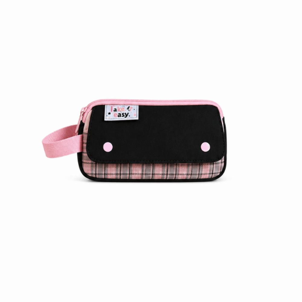 Simple Plaid Style Pencil Case Large Capacity Stationery Organizer Handheld Pen Bag Gifts
