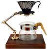 GiDoKe Coffee Drip Stand, Brass, Foldable, Height Adjustable, Wooden Base, Easy Assembly, Durable and Stable (Walnut)