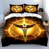 Golden Angelic Glow Decor Set Bedding Set with 1 Duvet Cover 2 Pillowcases Single Double King Queen, Gift