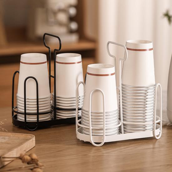 Disposable Cup Holder Paper Cup Dispenser Iron Art Durable Cup Storage Rack for Countertops Kitchen Coffee Stations Multifunctional Cup Organizer