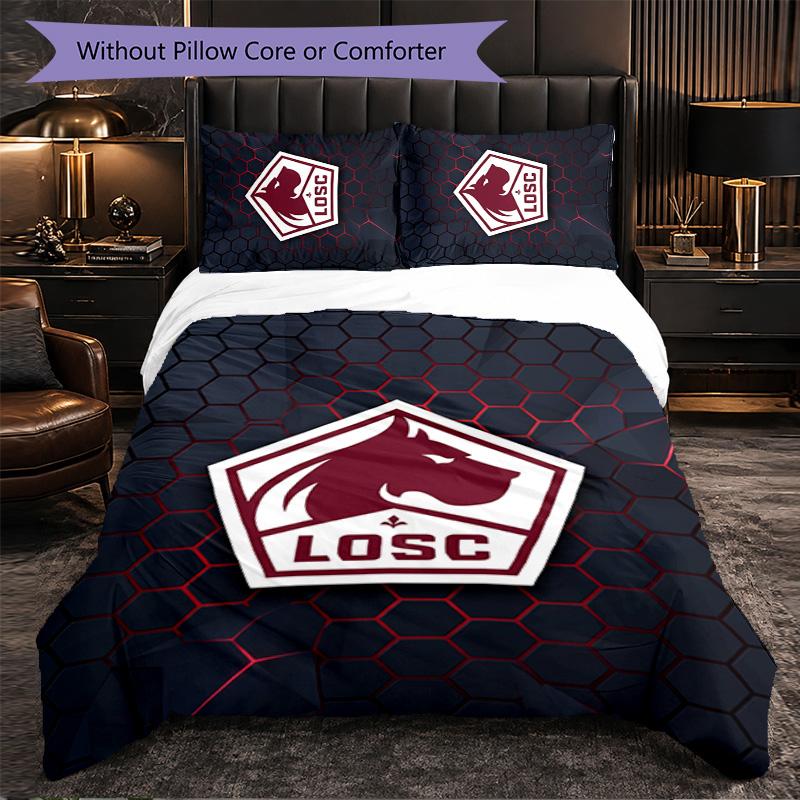 LOSC Lille FC Themed Bedding 3Pcs Duvet Cover Set Decorative Bed Linen For Teen Room Home Decoration