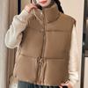 Winter Sleeveless Parka Woman Short Vest Stand Collar Casual Thick Warm Women's Jackets